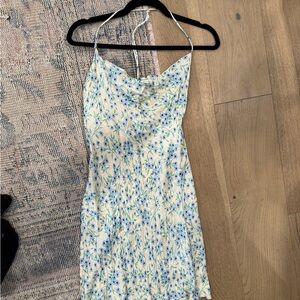 Zara Blue Floral Backless Dress